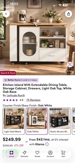 Latitude Run Kitchen Island with Extendable Dining Table