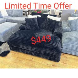 Jumbo Corduroy Chaise Lounge  With 2 Cup Holders And USB Port 