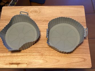 2 Round Silicone Air Fryer Liners with Handles – Reusable,  Gray