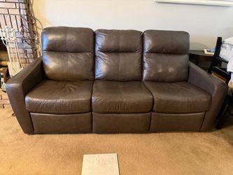 Dark brown leather sofa 82”