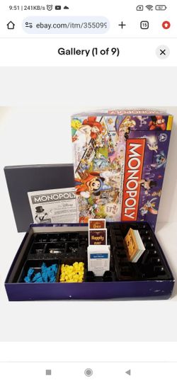 Monopoly Disney Theme Park Edition III 100% Complete w Pop Up Castle 