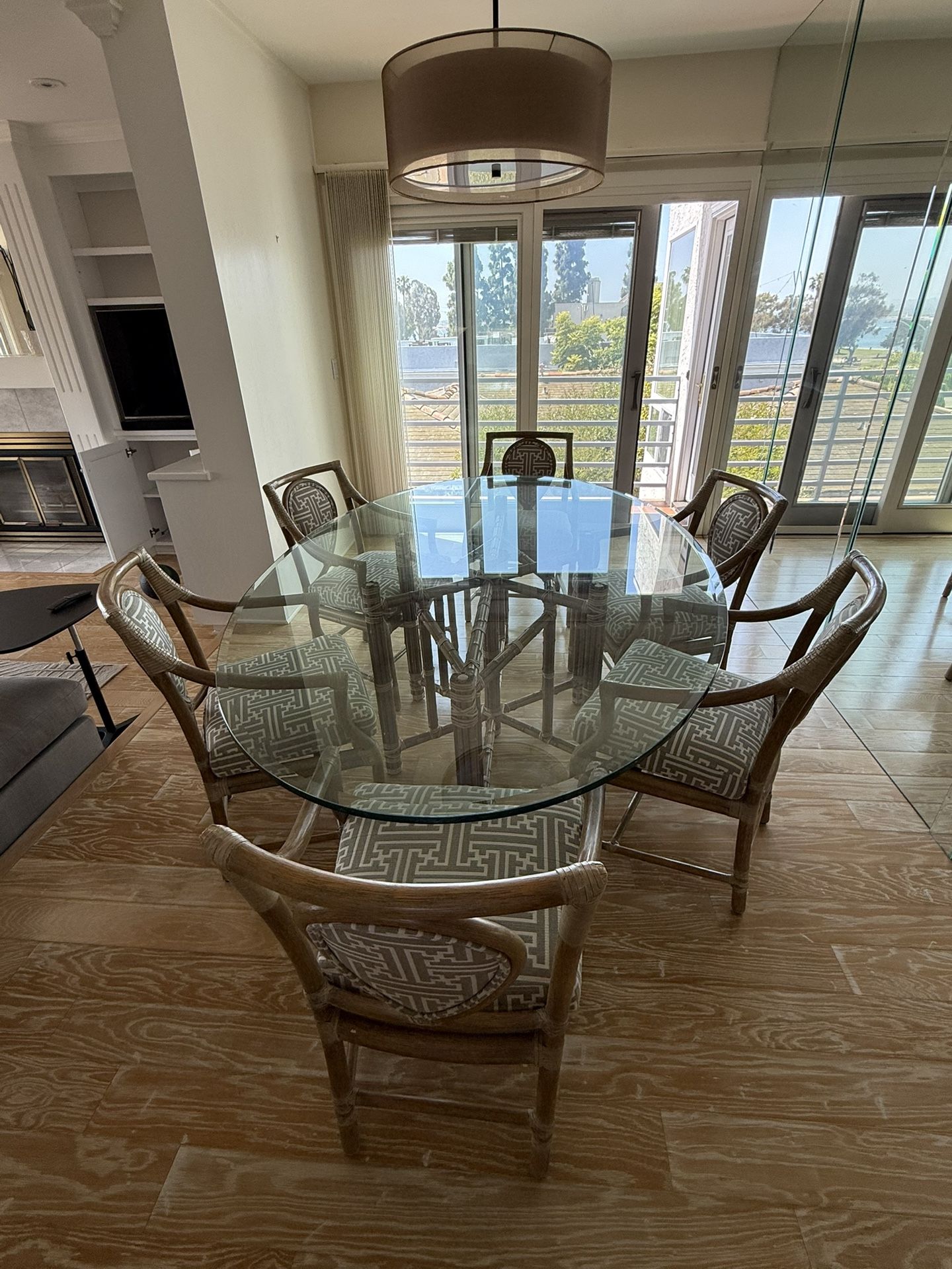 McGuire Modern Oval Dining Room Table With 6 Chairs