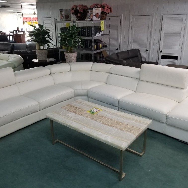 White Leather Sectional