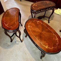 Vintage Louis XV Coffee Table, 2 End Tables, and Parlor Table
