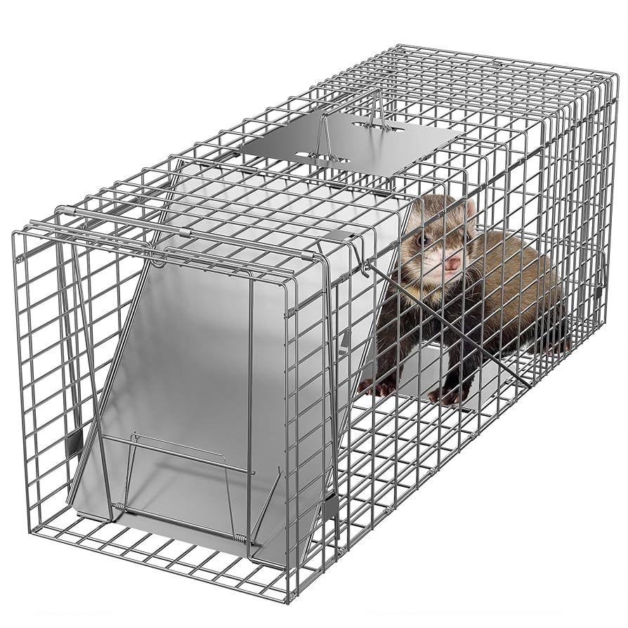 ZENY Live Animal Cage Trap 32" X 12.5" X 12" w/Iron Door Steel Cage Catch Release Humane Rodent Cage