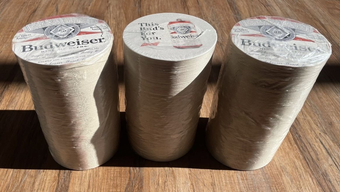 Lot Of (3) Budweiser Beer Coasters Double Sided Vintage NOS MAN CAVE Over 300pcs