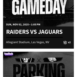 Raiders vs Jaguars Sunday Nov. 2nd 1:05pm