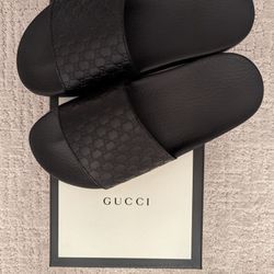 New GUCCI Women Microguccissima Slides - Size 37/6.5