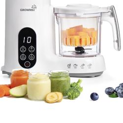 GROWNSY Baby Food Maker with Steam Basket, One Step Baby Food Processor Steamer Puree Blender Grinder Mills Machine, Auto Cooking Grinding and Sterili