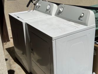 Clean and works great! Washer and dryer set with connectors