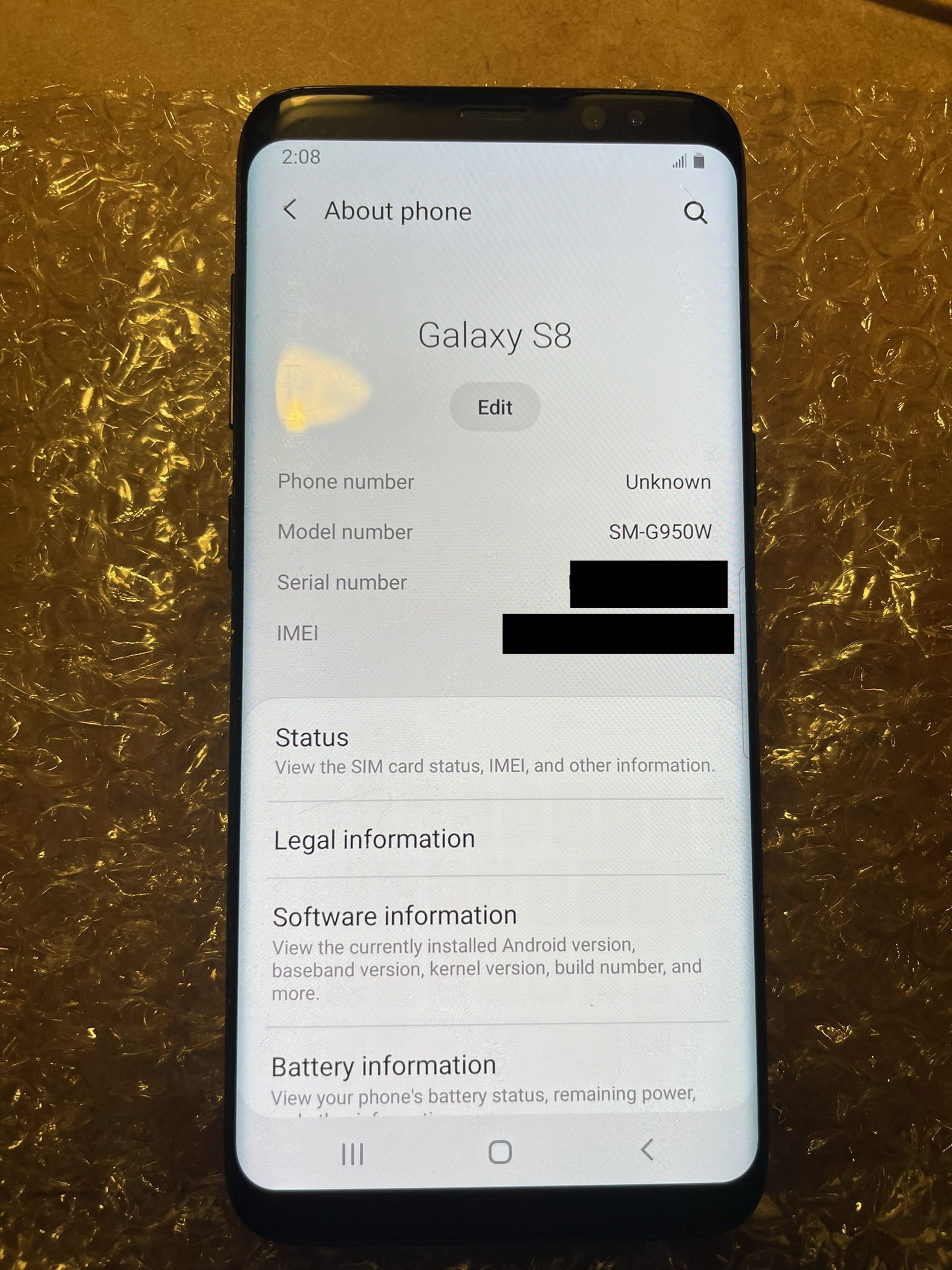 Samsung Galaxy S8 Midnight Black 64GB - Used Condition - Unlocked