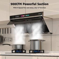 OPEN BOX NEW - BRANO 30 inch Under Cabinet Range Hood Stainless Steel 900 CFM, Voice/Gesture/Touch Control, Ducted/Ductless Vent Installation