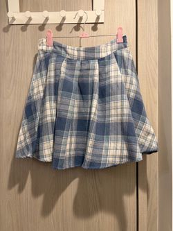Blue Plaid A-Line Skirt Size XS
