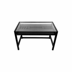Like New Crate & Barrel Glass Top Desk with Pull Out Keyboard & Storage. 