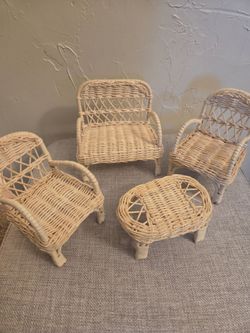 Vintage Wicker Barbie new patio furniture set