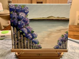 Hydrangeas On the Beach Painting: 11 x 14 stretch canvas