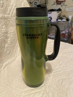 2008 Starbucks Travel Mug, Green Metallic