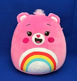Squishmallows Care Bears Cheer Bear plush pink with rainbow belly 8” NWOT NEW