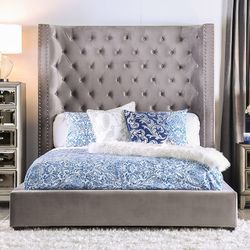 Brand New Grey Velvet Queen Size Bed Frame 