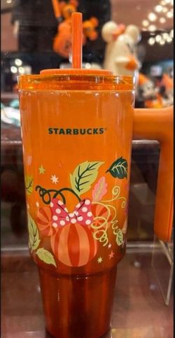 Disney Parks Starbucks Mickey Pumpkin PSL Handle Tumbler New 2025