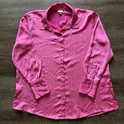 Women’s Large A New Day Pink Button Up Long Sleeved Shirt, Worn ONCE