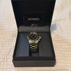 Men's Movado Series 800® Chronograph Two-Tone PVD Watch with Black Dial