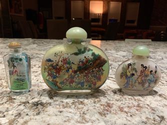 Set of 3 Vintage Inside-Painted Chinese Snuff Bottles