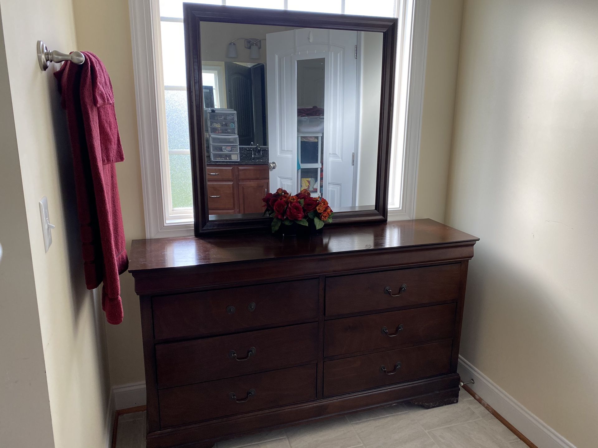 Solid cherry dresser with mirror