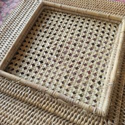 Set of 3 Rattan Square Plate Chargers
