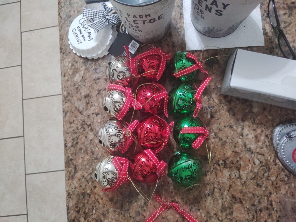 Metal Christmas Tree Bells Set Of 12