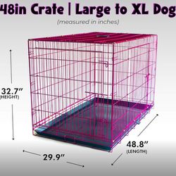 48 Inch Foldable Dog Crate Pink