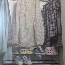 Beige Gingham Skirt Pockets XL