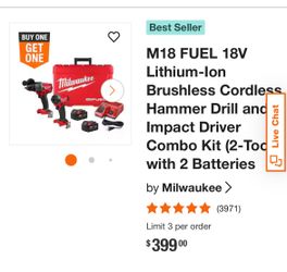 (Milwaukee )Drill and Driver combo Set.  Milwaukee (conjunto combinado de taladro de martillo