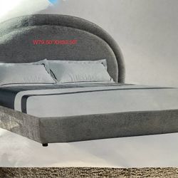 New King size platform fabric upholstered bed.
