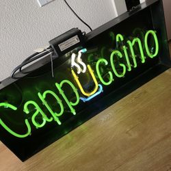 VINTAGE NEON SIGN Retro Coffee Shop ‘Cappuccino’ Decor MCM