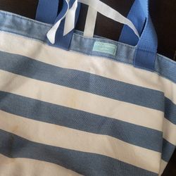 Dolce & Gabbana Light Blue Canvas Tote Bag Blue & White Striped New in a box