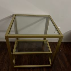 Gold Trim Glass Top Side Table 