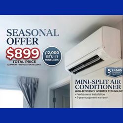 A/C Mini Split 12000 BTU 1 Ton, (With INSTALLATION)