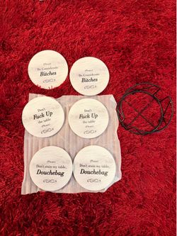 Set of 6 Funny Novelty Coasters with Holder