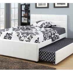 White Full Bed Frame With Trundle 