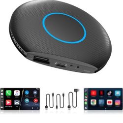 Ai Box Carplay Wireless Adapter/Android Auto Wireless Adapter Convert All Wired to Wireless, Support 4G LTE SIM Card and Android 13,4GB+64GB Expand to