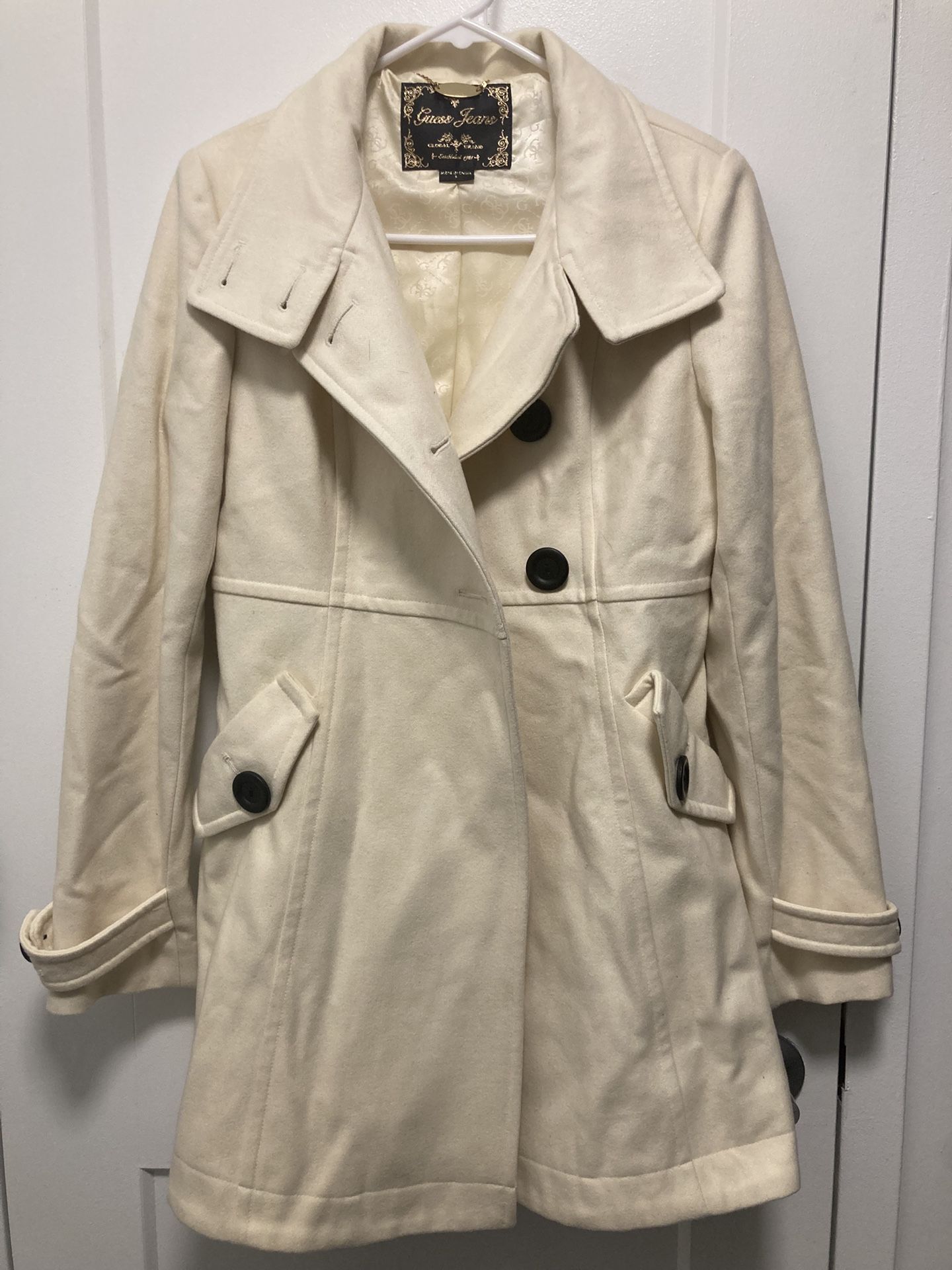 GUESS JEANS PEA COAT (WOMEN’S 8/WINTER WHITE) 🧥