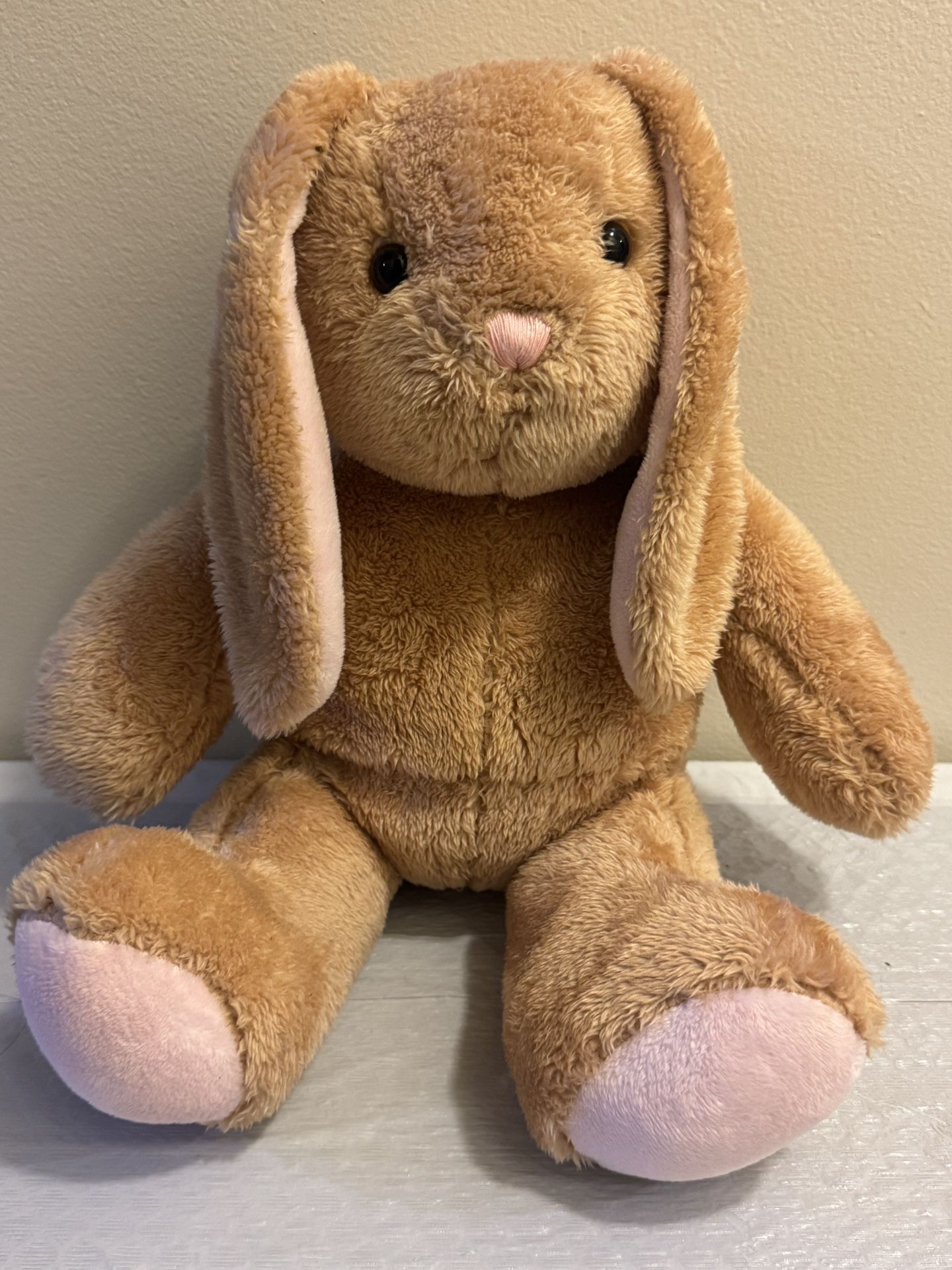 Build A Bear Golden Brown 15" Bunny Pink Nose & Floppy Ears Plush Easter Rabbit