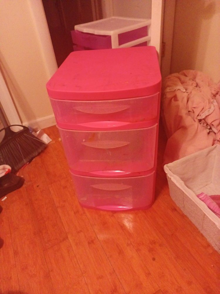 Pink Plastic Drawers