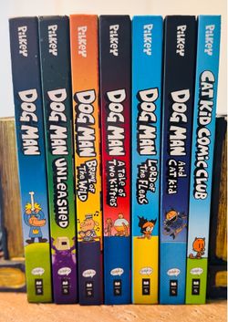 Lot of 7  ~ 6 Dog Man Books plus 1 Cat Kid, Dave Pilkey Hardcover Graphic Novels