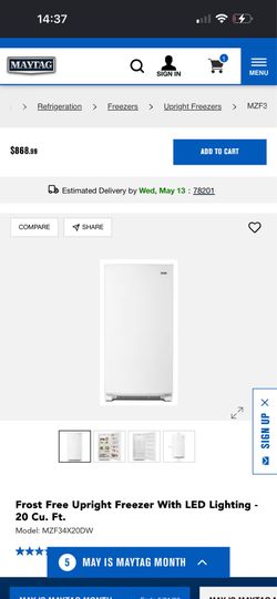 Maytag freezer 20 Cu. Ft LED lightning.
