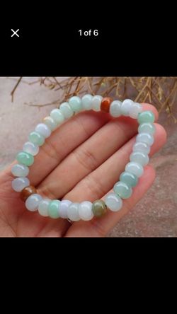 Certificate Jadeite jade 3 colors red white Green luck beads Bracelet Bangle 6-7inches 