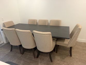 Beautiful Dining Table Set with 8 Upholstered Chairs