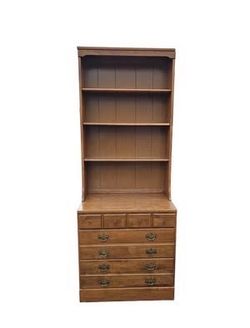 Ethan Allen Heirloom Nutmeg Maple Custom Room Plan 2 Piece Chest of Drawers Bookcase Unit