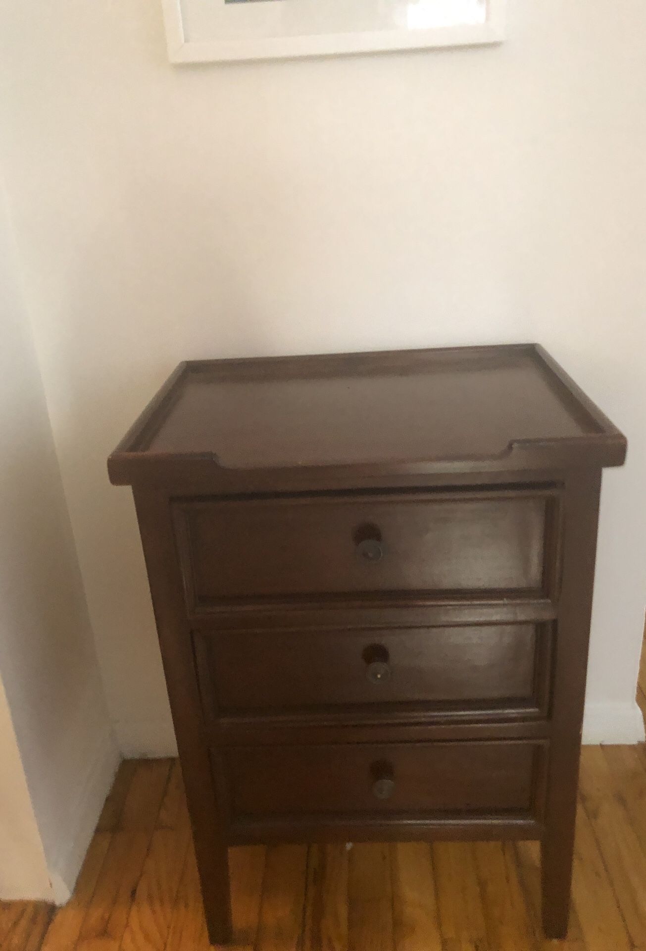 Real wooden dresser side table or nightstand